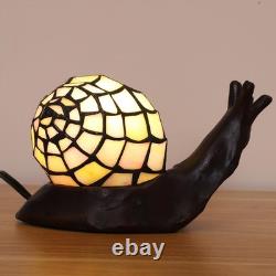 Tiffany Style Pink Snail Accent Table Lamp Handmade Stained Glass Shade Night
