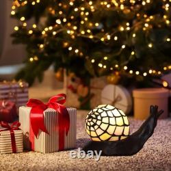 Tiffany Style Pink Snail Accent Table Lamp Handmade Stained Glass Shade Night