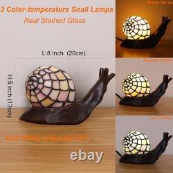 Tiffany Style Pink Snail Accent Table Lamp Handmade Stained Glass Shade Night