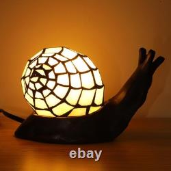 Tiffany Style Pink Snail Accent Table Lamp Handmade Stained Glass Shade Night