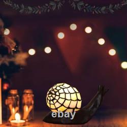 Tiffany Style Pink Snail Accent Table Lamp Handmade Stained Glass Shade Night