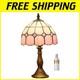 Tiffany-style Pink Stained Glass Table Lamp