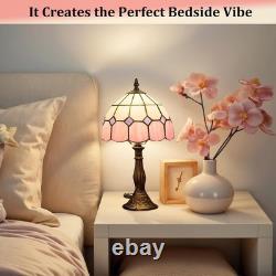 Tiffany-Style Pink Stained Glass Table Lamp
