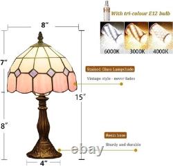 Tiffany-Style Pink Stained Glass Table Lamp