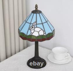 Tiffany Style Rabbit Stained Glass Lamp Vintage Bedside Table Night Light Decor