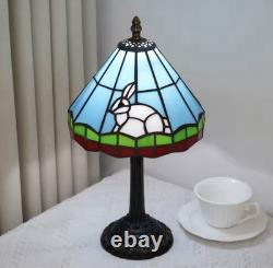Tiffany Style Rabbit Stained Glass Lamp Vintage Bedside Table Night Light Decor