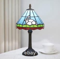 Tiffany Style Rabbit Stained Glass Lamp Vintage Bedside Table Night Light Decor