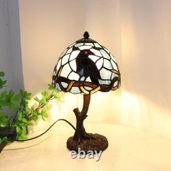 Tiffany Style Raven Moon Vintage Stained Glass Table Lamp Gothic Accent Light