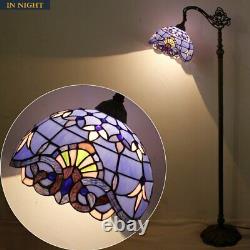 Tiffany Style Reading Floor Lamp Lavender Stained Glass Blue Purple Baroque Lamp