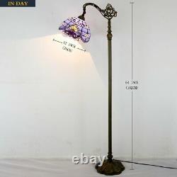 Tiffany Style Reading Floor Lamp Lavender Stained Glass Blue Purple Baroque Lamp