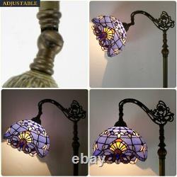 Tiffany Style Reading Floor Lamp Lavender Stained Glass Blue Purple Baroque Lamp