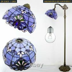 Tiffany Style Reading Floor Lamp Lavender Stained Glass Blue Purple Baroque Lamp