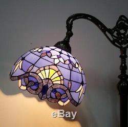 Tiffany Style Reading Floor Lamp Purple Blue Adjustable Stained Glass 64 High