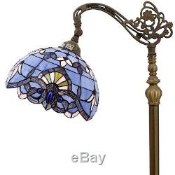 Tiffany Style Reading Floor Lamp Purple Blue Adjustable Stained Glass 64 High