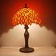 Tiffany Style Red Wisteria Stained Glass Table Lamp Vintage Bedside Desk Light