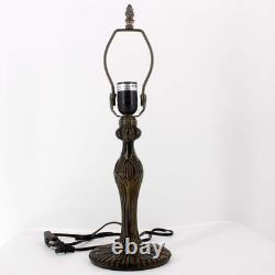 Tiffany Style Red Wisteria Stained Glass Table Lamp Vintage Bedside Desk Light