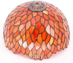 Tiffany Style Red Wisteria Stained Glass Table Lamp Vintage Bedside Desk Light