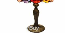 Tiffany Style Rose Table Lamp Light Stained Glass Shade Vintage Fixture Chain