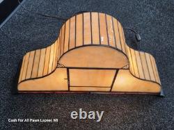 Tiffany Style STAINED GLASS Mantel Clock, IRIS Garden Illuminating Lamp