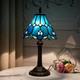 Tiffany Style Sea Blue Stained Glass Bedside Table Lamp Bedroom Nightstand Light