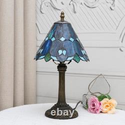 Tiffany Style Sea Blue Stained Glass Bedside Table Lamp Bedroom Nightstand Light