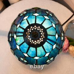 Tiffany Style Sea Blue Stained Glass Bedside Table Lamp Bedroom Nightstand Light
