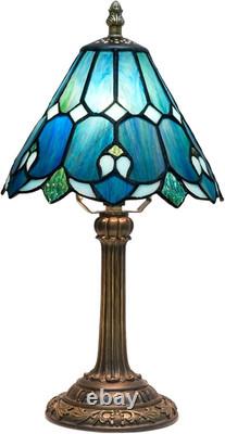 Tiffany Style Sea Blue Stained Glass Bedside Table Lamp Bedroom Nightstand Light