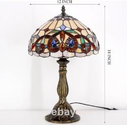 Tiffany Style Serenity Stained Glass Table Lamp Victorian Bedside Desk Light