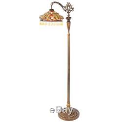 Tiffany Style Side Arm Floor Lamp Light 59 Parisian Multicolor Stained Glass