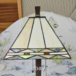 Tiffany Style Slag Stained Glass Mission Style Dual Light Table Lamp 21