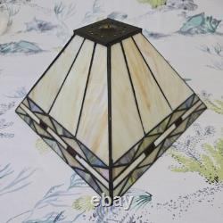 Tiffany Style Slag Stained Glass Mission Style Dual Light Table Lamp 21