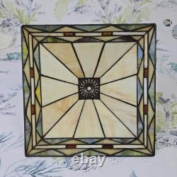 Tiffany Style Slag Stained Glass Mission Style Dual Light Table Lamp 21