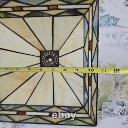 Tiffany Style Slag Stained Glass Mission Style Dual Light Table Lamp 21