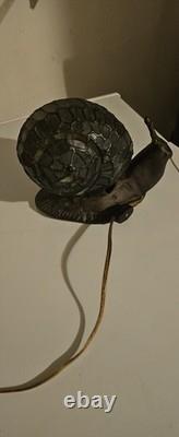 Tiffany Style Stain Glass Cast Iron Snail Light Vintage Desk Table Lamp