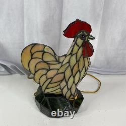 Tiffany Style Stained Glass 13.5 Chicken Lamp Light Farm Life Decoration READ