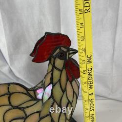 Tiffany Style Stained Glass 13.5 Chicken Lamp Light Farm Life Decoration READ