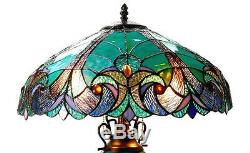 Tiffany Style Stained Glass 25 Table Lamp Lighted Base with 18 Shade Victorian