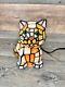 Tiffany Style Stained Glass 7 Orange/white Cat Bobble Head Accent Lamp