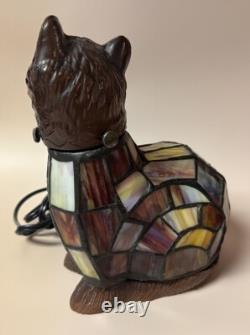 Tiffany Style Stained Glass Accent Table Lamp Kitty Cat Night Light WORKS
