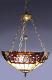Tiffany Style Stained Glass Amberjack Hanging Lamp Handcrafted 16 Shade