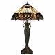 Tiffany Style Stained Glass Amberjack Table Lamp 18 Shade Handcrafted New