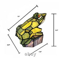 Tiffany-Style Stained Glass Animal Frog Accent Lamp 9.5 H