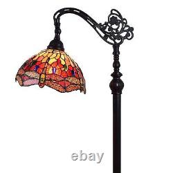 Tiffany Style Stained Glass Arched Floor Lamp Dragonfly Design Accent Reading