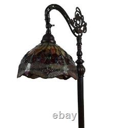 Tiffany Style Stained Glass Arched Floor Lamp Dragonfly Design Accent Reading