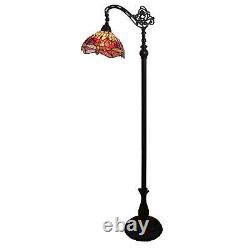 Tiffany Style Stained Glass Arched Floor Lamp Dragonfly Design Accent Reading