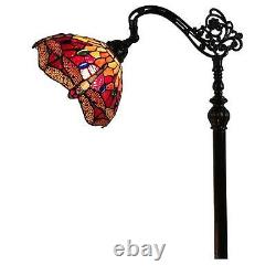 Tiffany Style Stained Glass Arched Floor Lamp Dragonfly Design Accent Reading