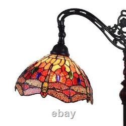 Tiffany Style Stained Glass Arched Floor Lamp Dragonfly Design Accent Reading