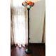 Tiffany Style Stained Glass Azalea Torchiere Floor Lamp Antique Bronze Base