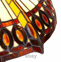 Tiffany Style Stained Glass Beige/Brown Amberjack Floor Lamp 18 Shade New