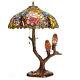 Tiffany Style Stained Glass Bird Theme Victorian Table Accent Reading Tree Lamp